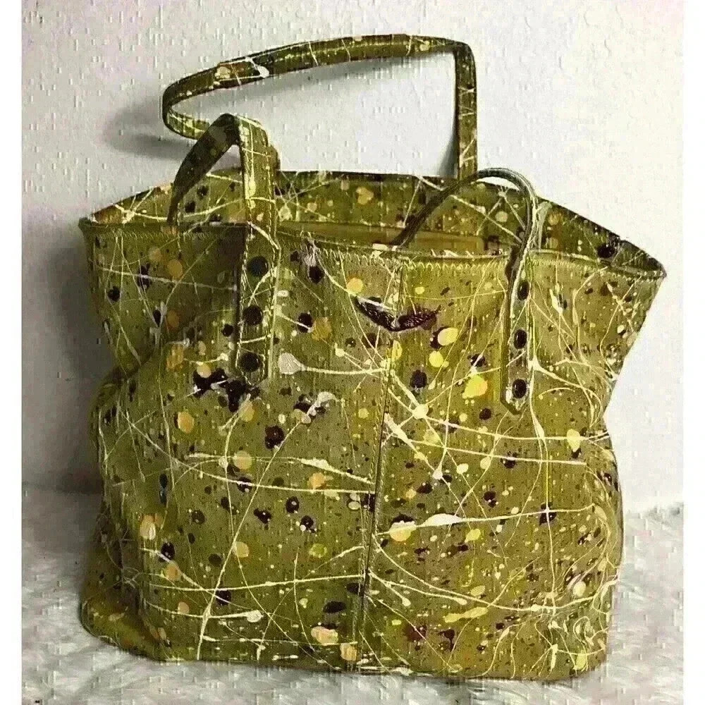 Zadig & Voltaire Yellow Paint Large Cow Leather Tote Bag Mick Pollack SDAP2021F